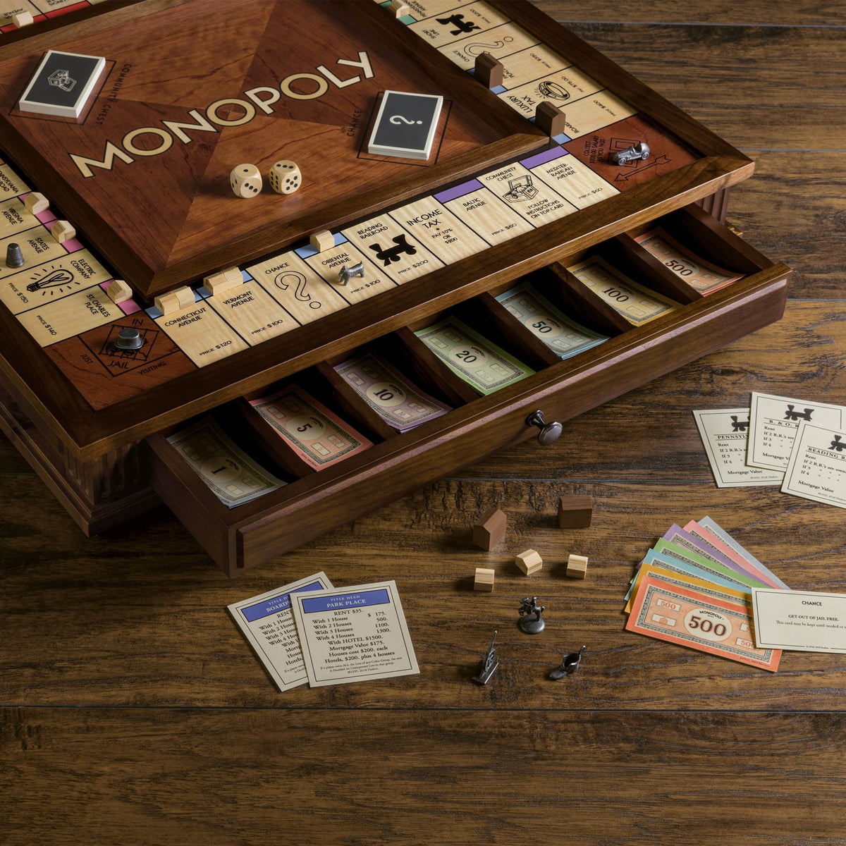 Monopoly Grand Edition, Premium Wood Frame, Fold newest In Half