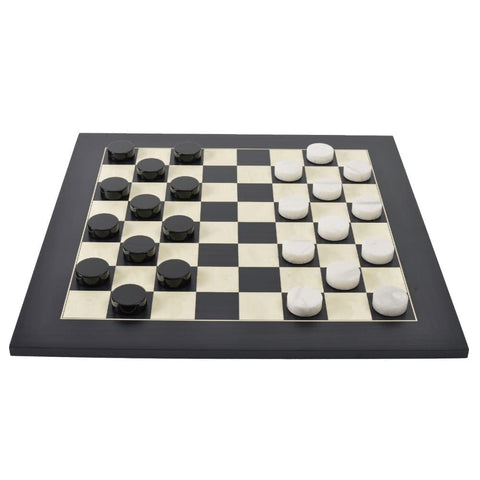 Stone Checkers Black & White with Maple/Poplar Board - Default Title - Purling London - Playoffside.com