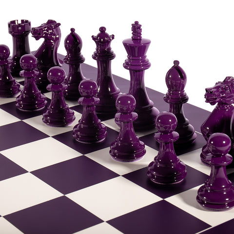 Bold Signature Chess Set Purple & White Pieces - Default Title - Purling London - Playoffside.com