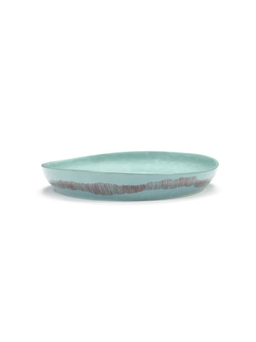Stoneware High Serving Plates Available in 2 Sizes & 5 Styles - Medium / Azure with Red Stripes - Serax - Playoffside.com