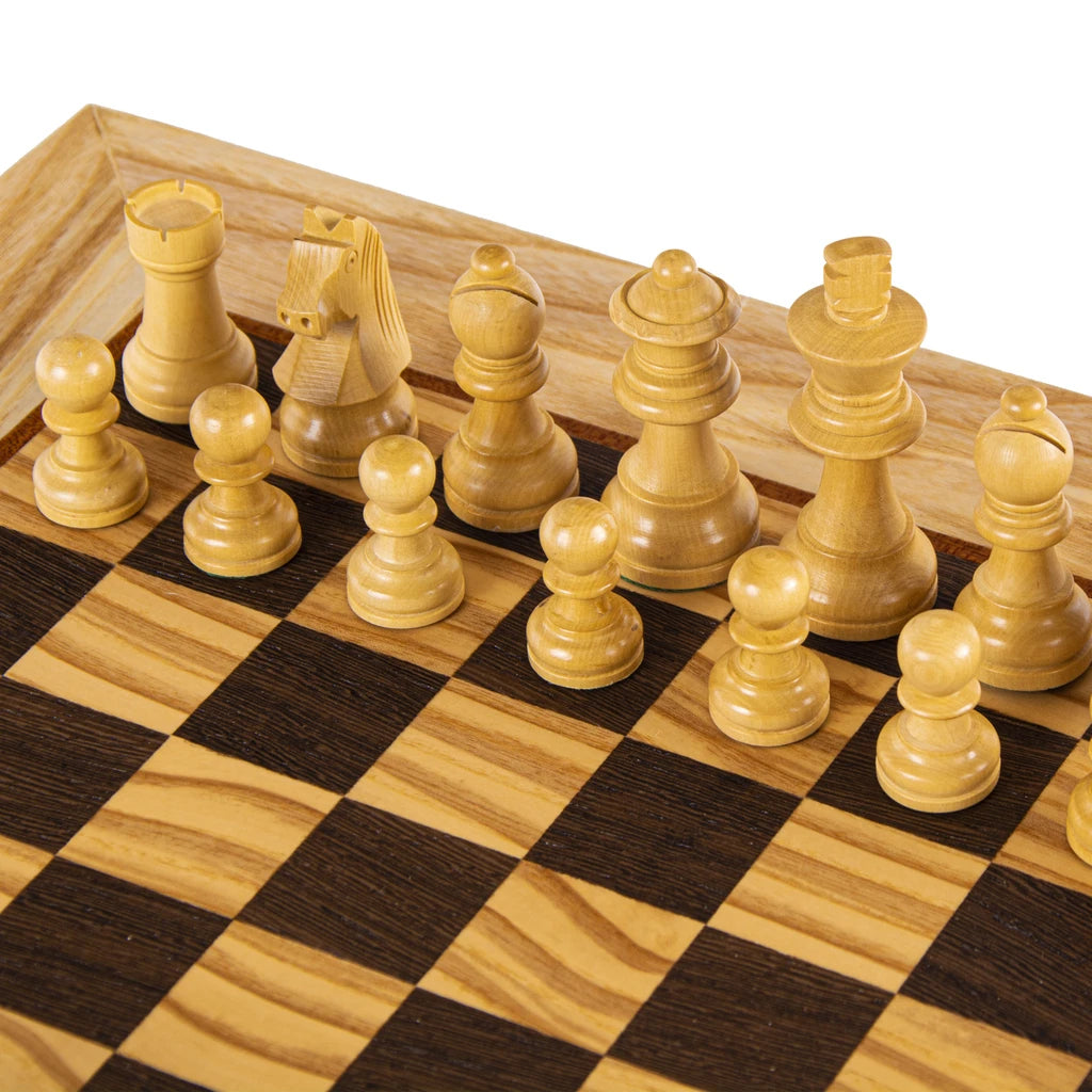 Olive Burl Luxury Chess Set 50cm Board and Staunton Chessmen 9.5cm Kin –