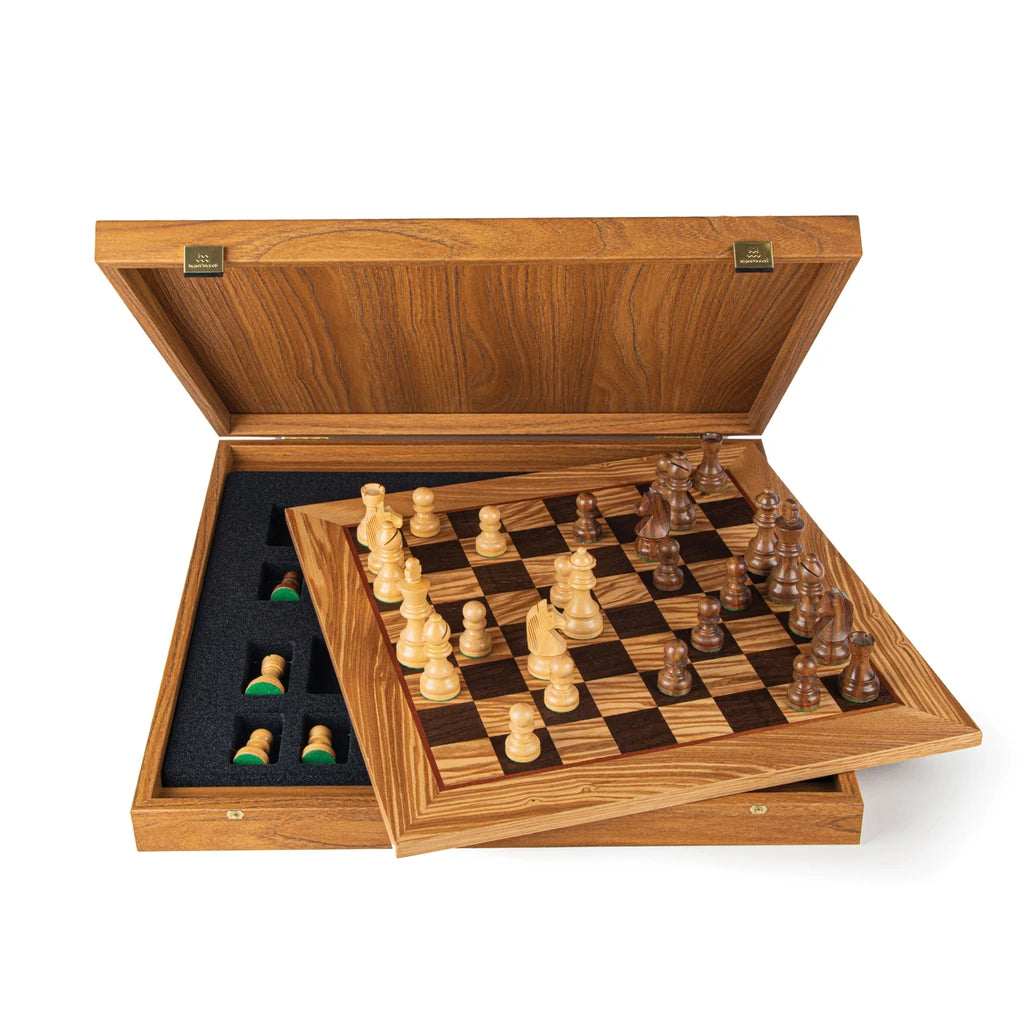 Olive Burl Luxury Chess Set 50cm Board and Staunton Chessmen 9.5cm Kin –