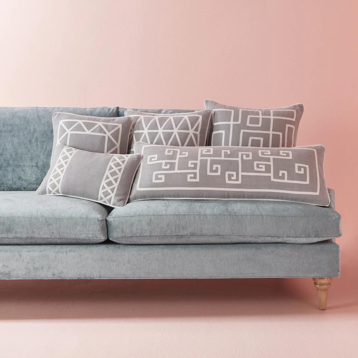 Buy Jonathan Adler Positano Meander Key Cushion GreyIvory