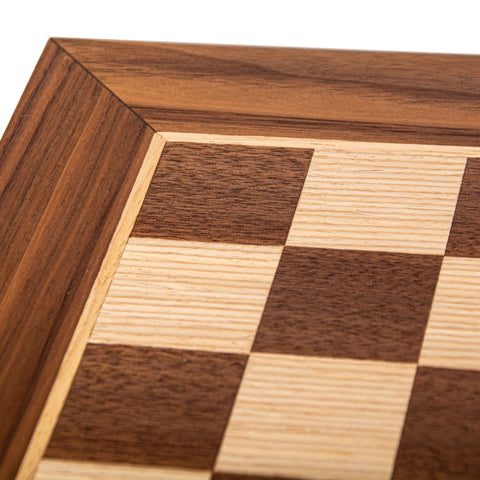 Walnut Wood & Oak Inlaid Chessboard 40x40cm - Default Title - Manopoulos - Playoffside.com