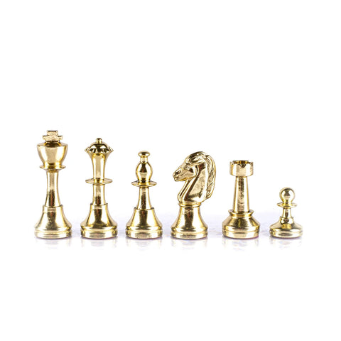 Classic Metal Gold & Silver Staunton Chessmen Available in 2 sizes - Large - Manopoulos - Playoffside.com