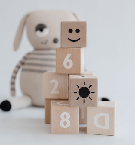 Wooden Math-themed Blocks Available in 2 Colours - White - Ooh Noo - Playoffside.com
