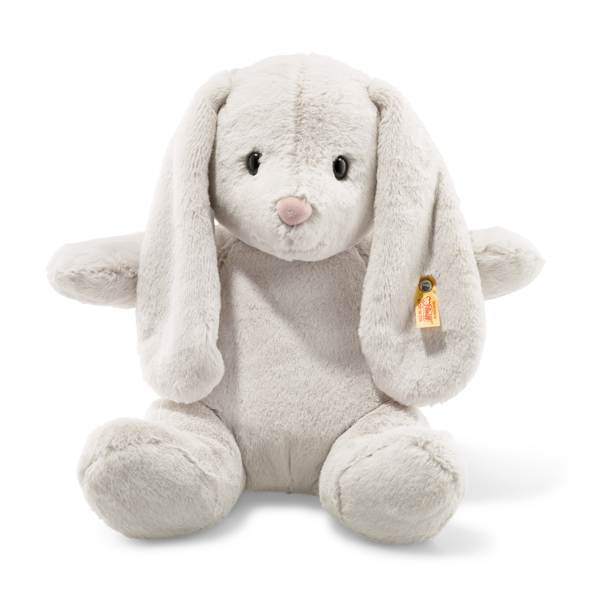 Steiff Cuddly Toy Rabbit Hoppie, Cute Cuddly Toy, Boys, Girls and Babies from 0 Months, Soft Cuddly Friends, Plush Toy, 26 cm, Light Grey, 242250 Steiff Cuddly Toy Rabbit Hoppie, Cute Cuddly Toy, Boys, Girls and Babies from 0 Months, Soft Cuddly Friends, Plush Toy, 26 cm, Light Grey, 242250
