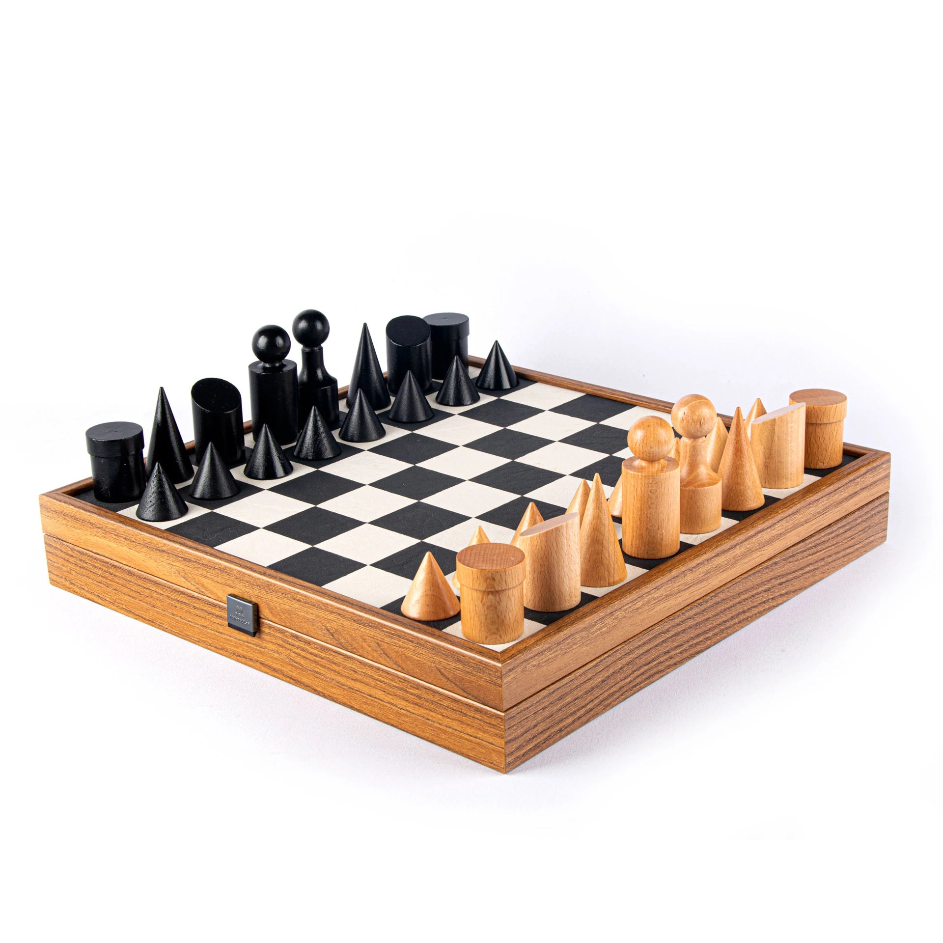 Olive wood chess game, handmade rustic style including figures