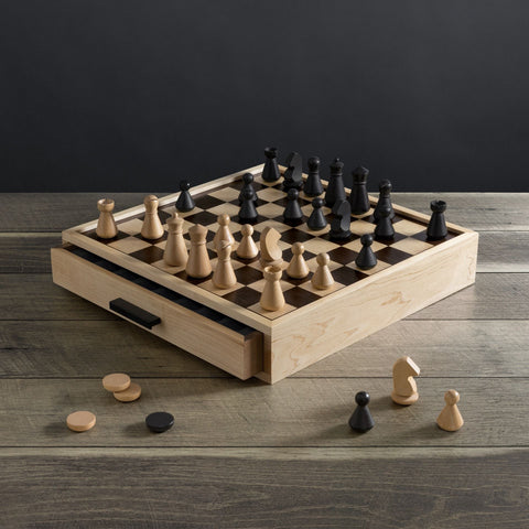 Chess and Checkers Maple Luxe Set