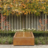 Rectangle Corten Steel Water Fountain LED Lighting