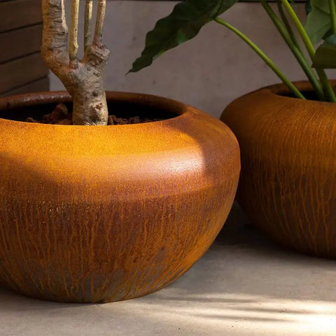 Onyx Round Corten Steel Planters