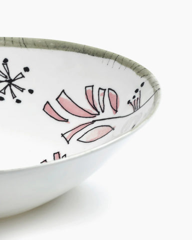 Porcelain Low bowl with Flowers Details