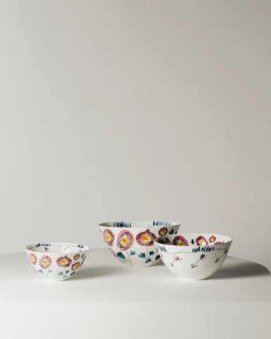 Porcelain Floral Bowls Available in 3 Sizes - Milk Midnight / Small - Serax - Playoffside.com