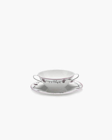 Porcelain Soup Bowls Midnight Flowers - Dark Viola / With Saucer - Serax - Playoffside.com