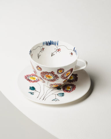 Porcelain Coffee Saucer Midnight Flowers - Anemone Milk / High Cups - Serax - Playoffside.com