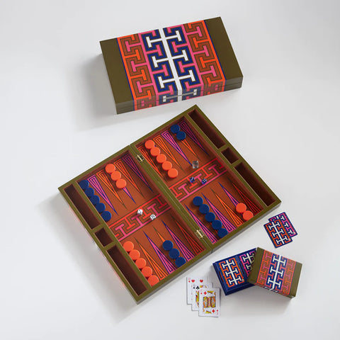 Madrid Backgammon Set + Playing Cards + Decorative Box