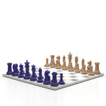 Marble Chess Set Blue VS Light Wood - Gradient Wood - Neochess - Playoffside.com