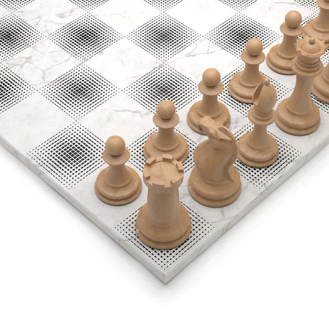 Marble Chess Set Black VS Light Wood