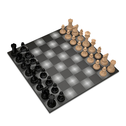 Marble Chess Set Black VS Light Wood