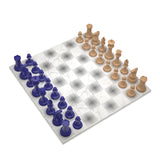 Marble Chess Set Blue VS Light Wood - Gradient Marble - Neochess - Playoffside.com