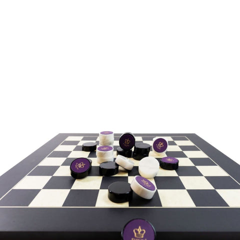 Stone Checkers Black & White with Maple/Poplar Board - Default Title - Purling London - Playoffside.com