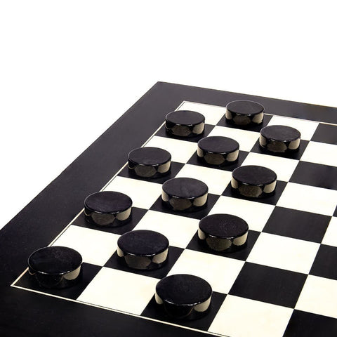 Stone Checkers Black & White with Maple/Poplar Board