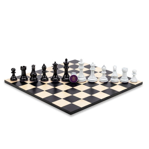Bold Chess Set Metallic Black & Arctic Shadow with Maple Board