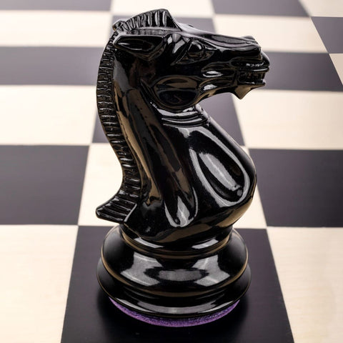 Bold Chess Set Metallic Black & Arctic Shadow with Maple Board