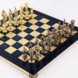 Greek Roman Period Metal Chess Board & Men Available in 2 colours - Blue - Manopoulos - Playoffside.com