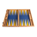 Ivory wood Backgammon with Blue and Yellow Interior Eco Leather - Default Title - Manopoulos - Playoffside.com