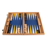 Ivory wood Backgammon with Blue and Yellow Interior Eco Leather - Default Title - Manopoulos - Playoffside.com