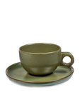 Capuccino Stoneware Cups & Saucers Available in 2 Styles - Camo Green - Serax - Playoffside.com