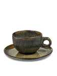 Capuccino Stoneware Cups & Saucers Available in 2 Styles - Indi Grey - Serax - Playoffside.com