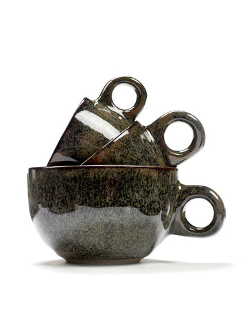 Espresso Stoneware Cups & Saucers Available in 2 Styles - Camo Green - Serax - Playoffside.com