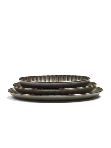 Inku Oval Serving Bowls Available in 2 Colors & 2 Sizes - M / Green - Serax - Playoffside.com