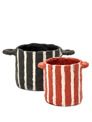Serax - Pot Marie by Serax Available in 4 Styles - Reddish-brown / Vertical Stripes - Playoffside.com