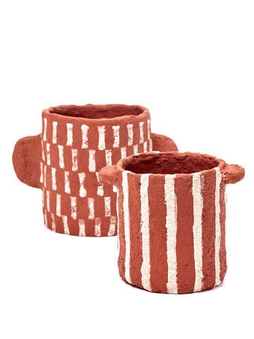 Pot Marie by Serax Available in 4 Styles - Reddish-brown / Vertical Stripes - Serax - Playoffside.com