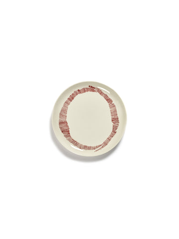 Ottolenghi Medium Stoneware Plates Available in 9 Styles - White Swirl Stripes Red - Serax - Playoffside.com