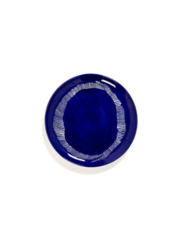 Ottolenghi Large Stoneware Plates Available in 8 Styles - Lapis Lazuli Swirl White Stripes - Serax - Playoffside.com