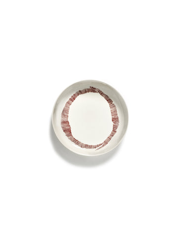 Ottolenghi Plates High Available in 6 Styles - White Swirl Red Stripes - Serax - Playoffside.com