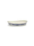 Stoneware High Serving Plates Available in 2 Sizes & 5 Styles - Small / White Swirl with Blue Stripes - Serax - Playoffside.com