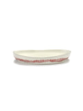 Stoneware High Serving Plates Available in 2 Sizes & 5 Styles - Medium / White Swirl with Red Stripes - Serax - Playoffside.com
