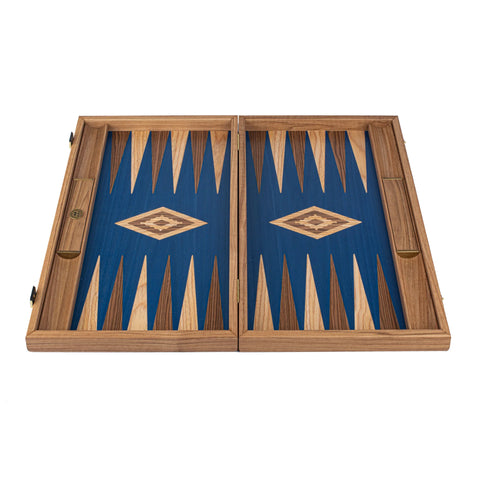 Walnut with Blue Oak Backgammon Set - Default Title - Manopoulos - Playoffside.com