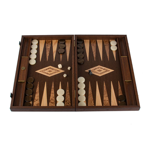 Wenge with Walnut Burl Backgammon Set Available in 2 Sizes - Medium - Manopoulos - Playoffside.com