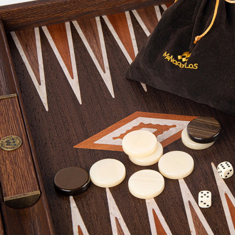 Manopoulos - Luxe Natural Walnut Burl Backgammon - Default Title - Playoffside.com