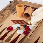 Oak & Walnut Wood Backgammon with Red Checkers - Default Title - Manopoulos - Playoffside.com