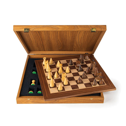 Manopoulos - Walnut Wooden Chess Set 40cm chessboard & Modern Chessmen 7.6cm King - Default Title - Playoffside.com