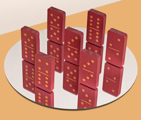 PrintWorksMarket - Simple Dominoes Set Made from Red Colour Wood Pieces - Default Title - Playoffside.com
