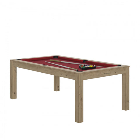 Charme Pool Table - Oak sanded / Red / WithTop - Rene Pierre - Playoffside.com