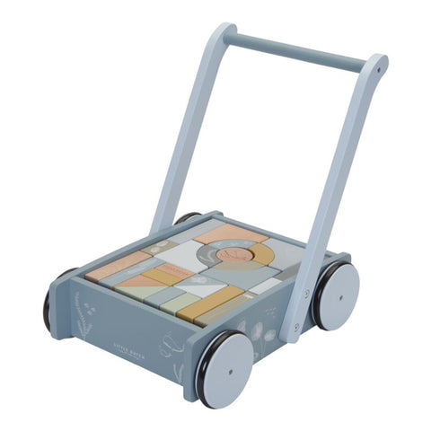 Baby Walker and Trolley With Wood Blocks - Blue - Little Dutch - Playoffside.com